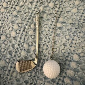 Silver Golf Club and Ball Earrings